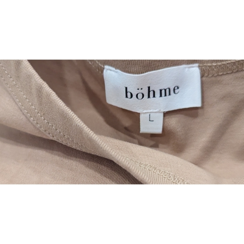 Bohme Short Sleeve Khaki Top Cotton Blend Size Large - Picture 5 of 7